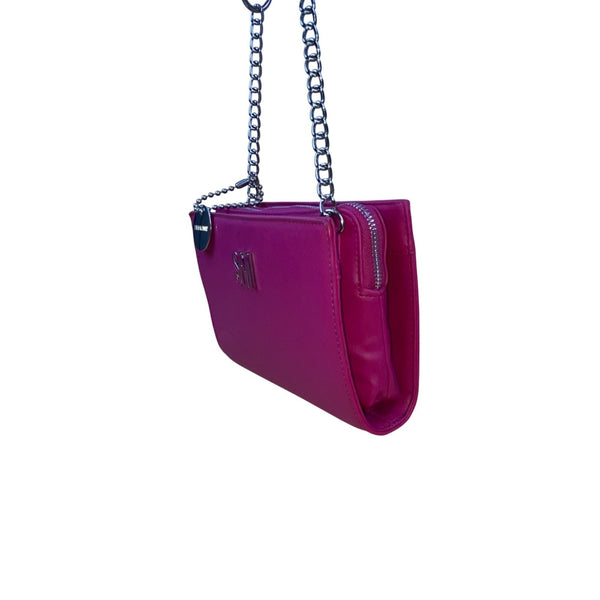 Steve Madden Women’s Fuchsia Faux Leather Chain Strap Compact Crossbody Bag