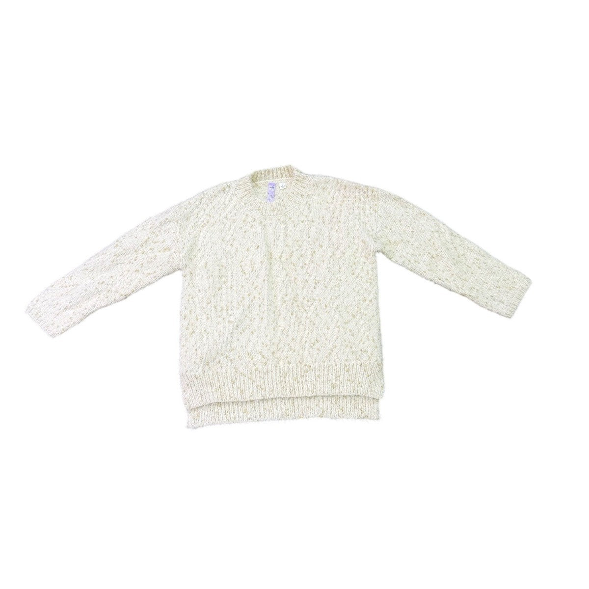Alia Womens White Sweater With Metallic Gold Thread Pullover Style Sz S