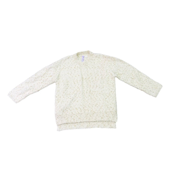 Alia Womens White Sweater With Metallic Gold Thread Pullover Style Sz S