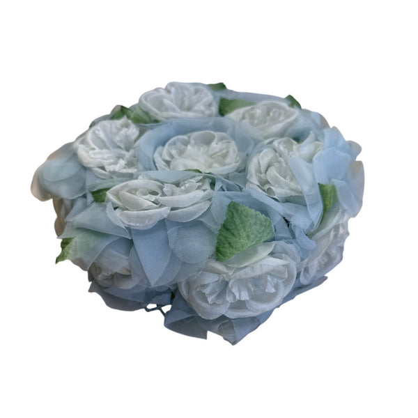 Vintage Blue & White Floral Hat With Mesh