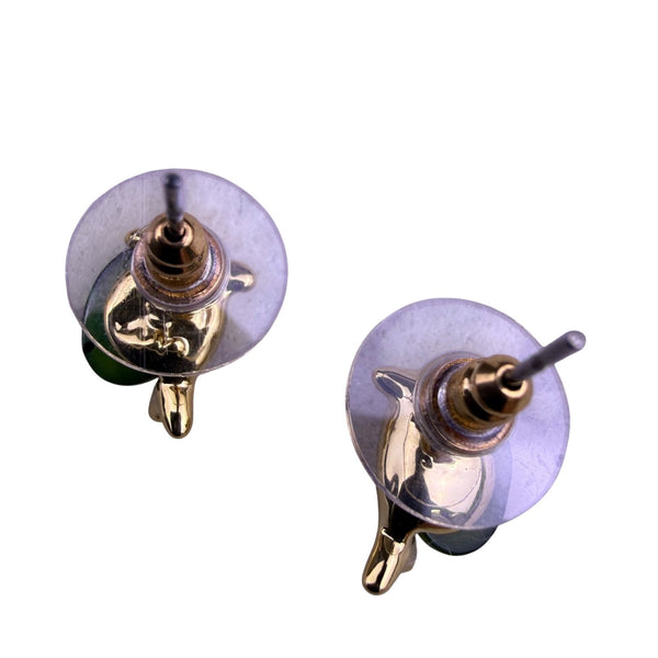 Spirit Of Alaska Womens Gold Tone & Jade Dolphin Earrings Gift Box 