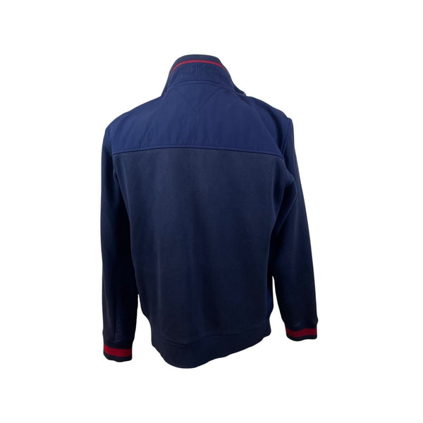 Tommy Hilfiger Mens Navy Full Zip Mock Neck Track Jacket Red Accents XL