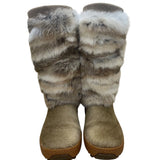 Pajar Women’s Brown & White Fur Knee High Winter Boots Size 40