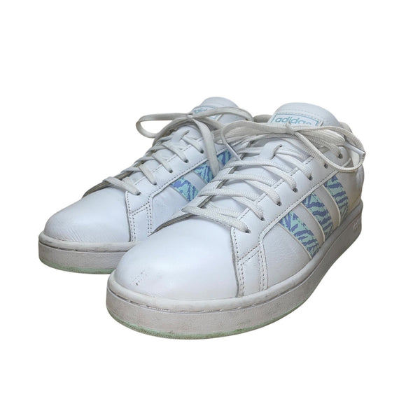 Adidas Women’s Blue Mint Zebra Stripe Pattern Grand Court Sneakers Size 10