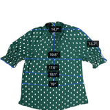 Ted Baker Womens Green Puff Sleeve Top Metallic Polka Dot Accent Size 1