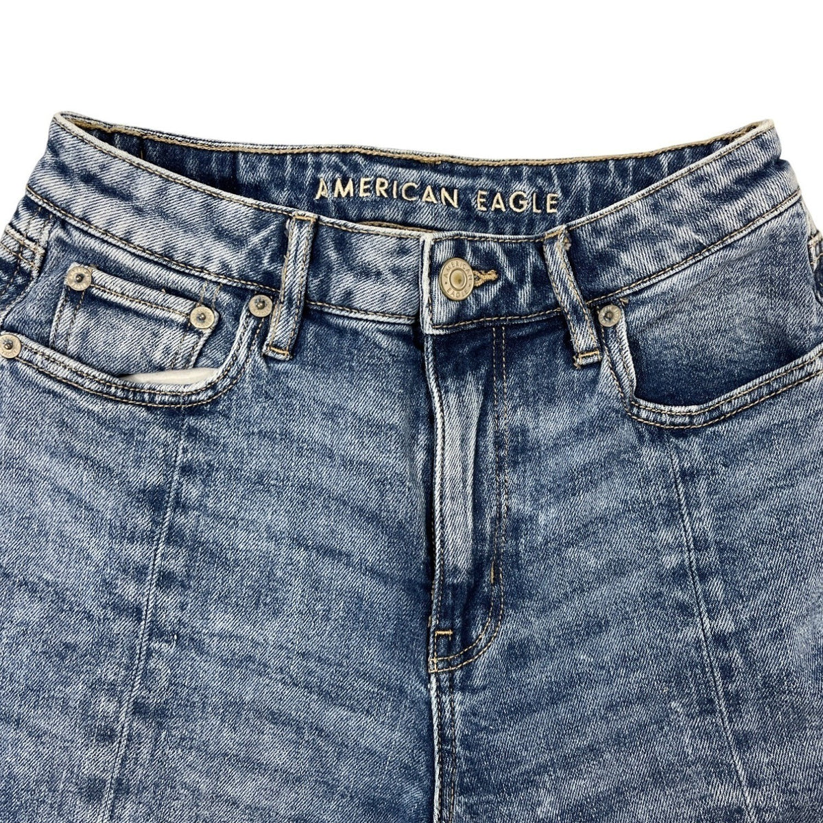 American Eagle Wide Leg Stretch Denim Jeans Womens Medium Wash Size 0