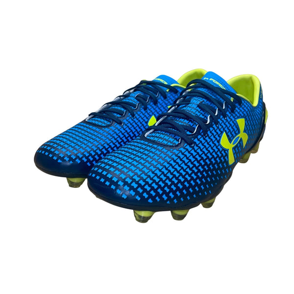 Under Armour Men’s Blue & Neon Yellow ClutchFit Force Soccer Cleats Size 12
