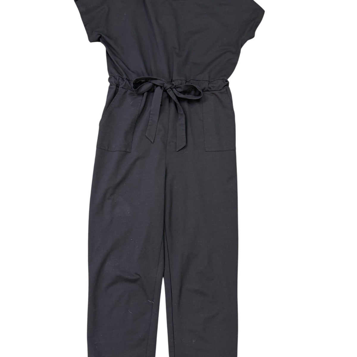 Piper & Scoot Womens Black Belted Short-Sleeve Jumpsuit Size L