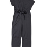 Piper & Scoot Womens Black Belted Short-Sleeve Jumpsuit Size L