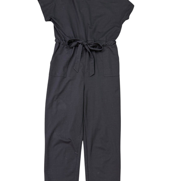 Piper & Scoot Womens Black Belted Short-Sleeve Jumpsuit Size L