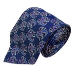 Christian D Mens Blue Silk Paisley Necktie Made In USA Fabric Woven In Italy