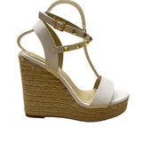 Wild Diva Women’s White Studded Strappy Espadrille Wedge Sandals Size 7.5