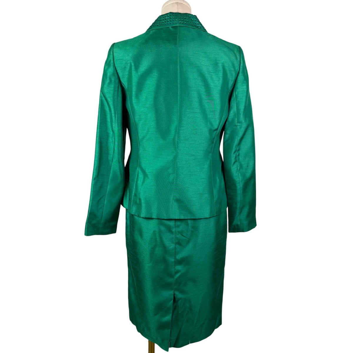 Albert Nipon Womens Green Dress & Jacket Set Elegant Formal Outfit Size 4