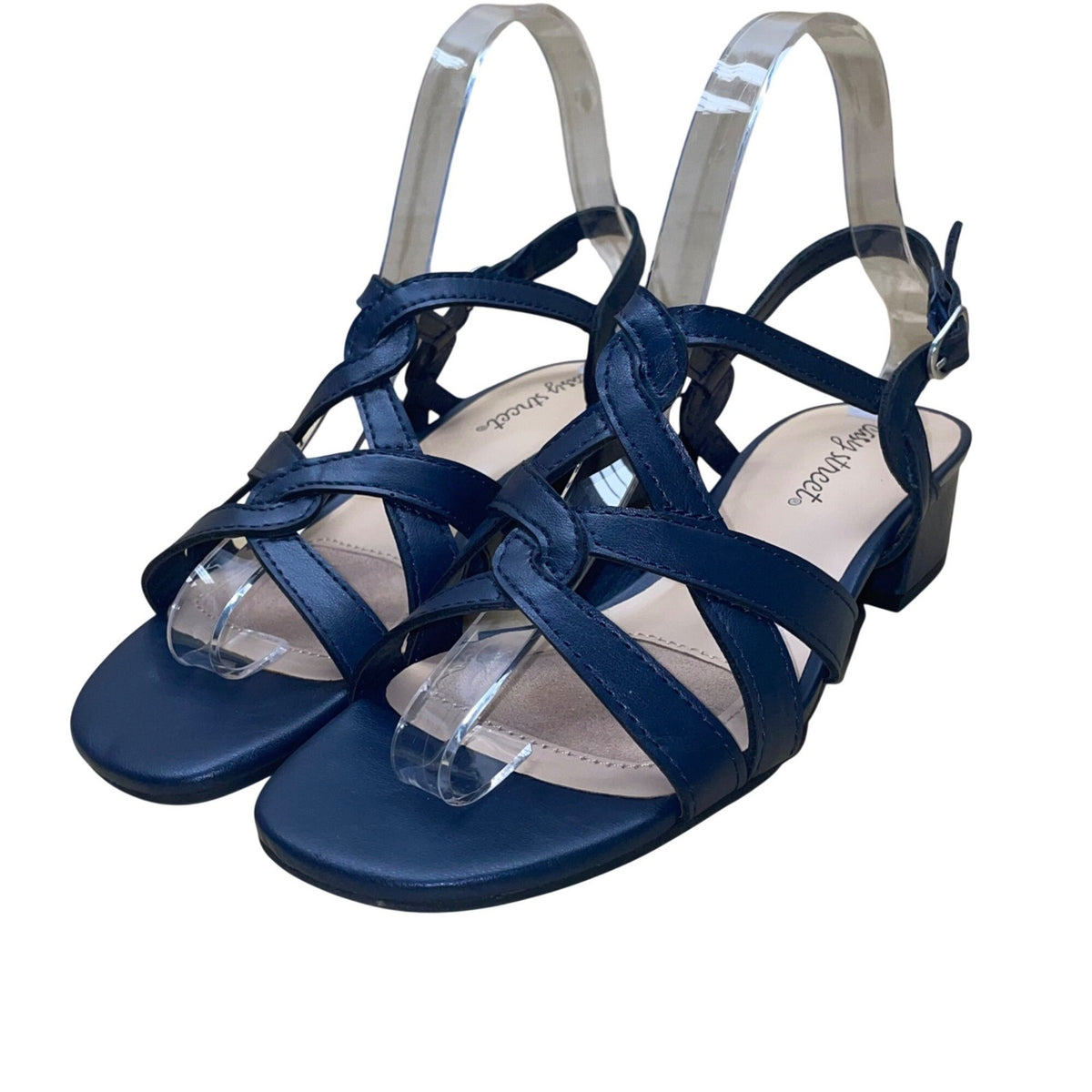 Easy Street Women’s Navy Man-Made Crisscross Strappy Sandals Size 7M