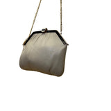 Women's Beige Leather Interior Burgundy LiningChain Strap Clutch Crossbody Bag