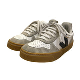 Veja Kids White & Gray Suede & Faux Leather Lace-Up Low-Top Sneakers Size 12