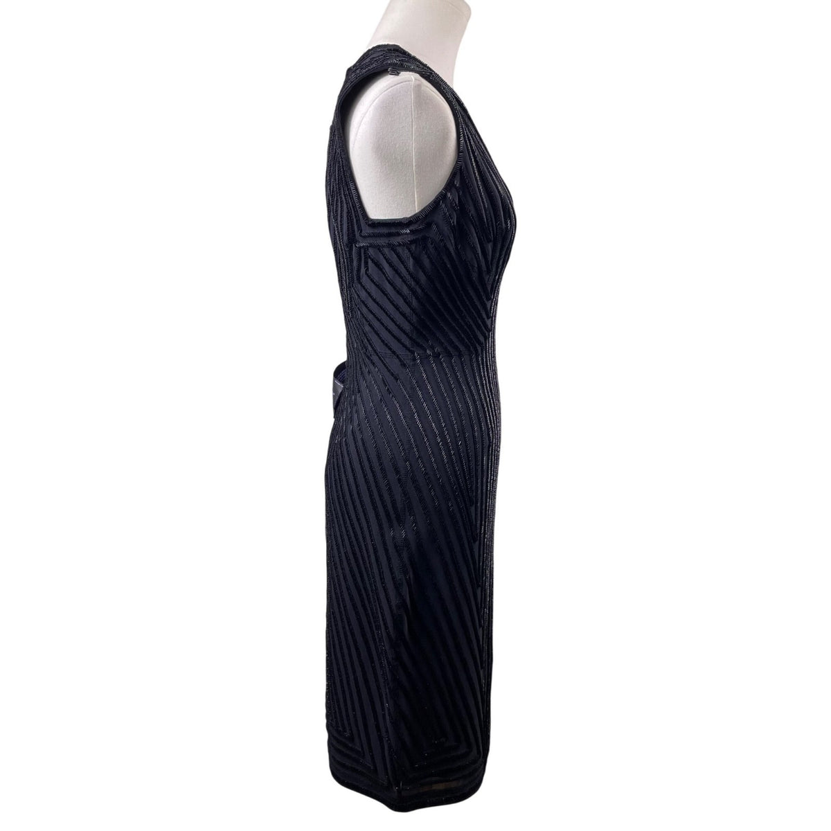 Herve Leger Womens Black Sleeveless Geometric Beaded Dress Evening Wear Sz XS