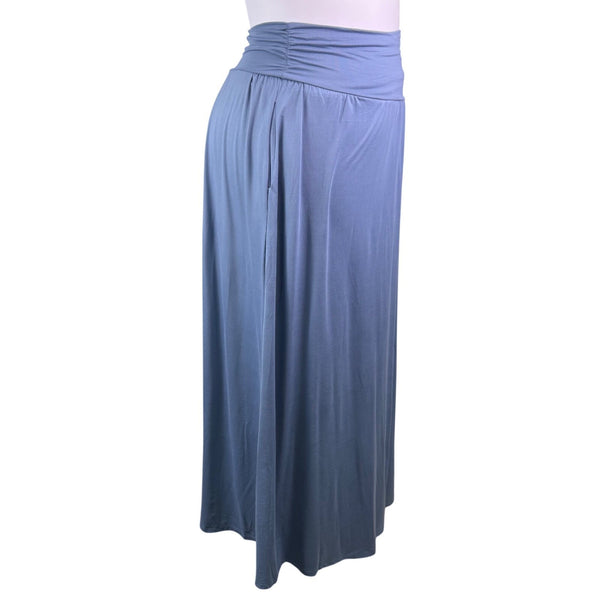 Doublju Womens Blue Polyester/Spandex Maxi Skirt Flowy Stretch Design Size 1X
