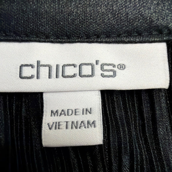 Chicos Womens Black Pleated Long Sleeve Blouse Relaxed Fi tSize 2 US L