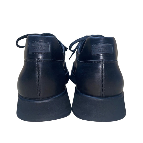 Salvatore Ferragamo Florence Men’s Black Leather Lace-Up Sport Shoes Size 12D