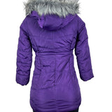 Calvin Klein Womens Purple Puffer Jacket With Faux Fur Hood & Side Pockets Sz S