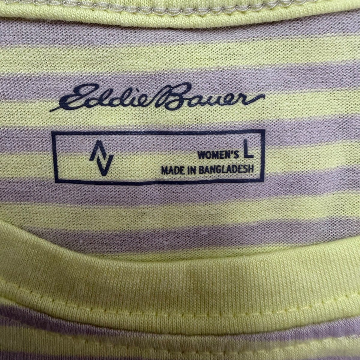 Eddie Bauer Womens Yellow & Gray Cotton Striped Short Sleeve T-Shirt Size L