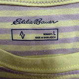 Eddie Bauer Womens Yellow & Gray Cotton Striped Short Sleeve T-Shirt Size L
