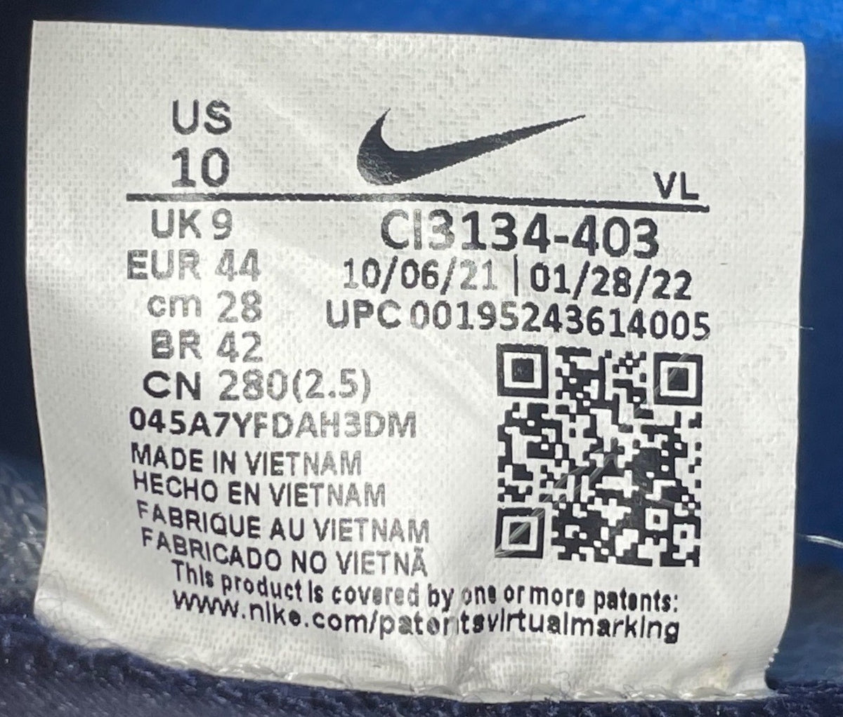 Nike Men’s Blue & White Air Zoom Trout 7 Baseball Cleats Size US 10