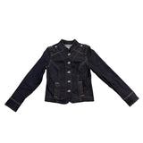 Old Navy Womens Black Denim Button-Up Stretch & Fitted Jacket Size M
