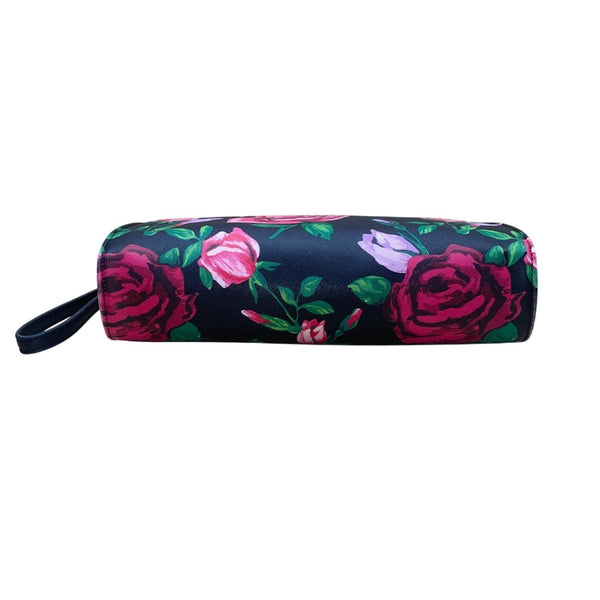 Betsey Johnson Women’s Black & Pink Floral Print With Gold Heart Detail Clutch