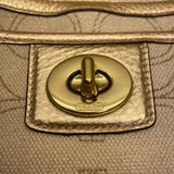 Coach Women’s Gold Signature Jacquard Leather Trim Adjustable Strap Shoulder Bag
