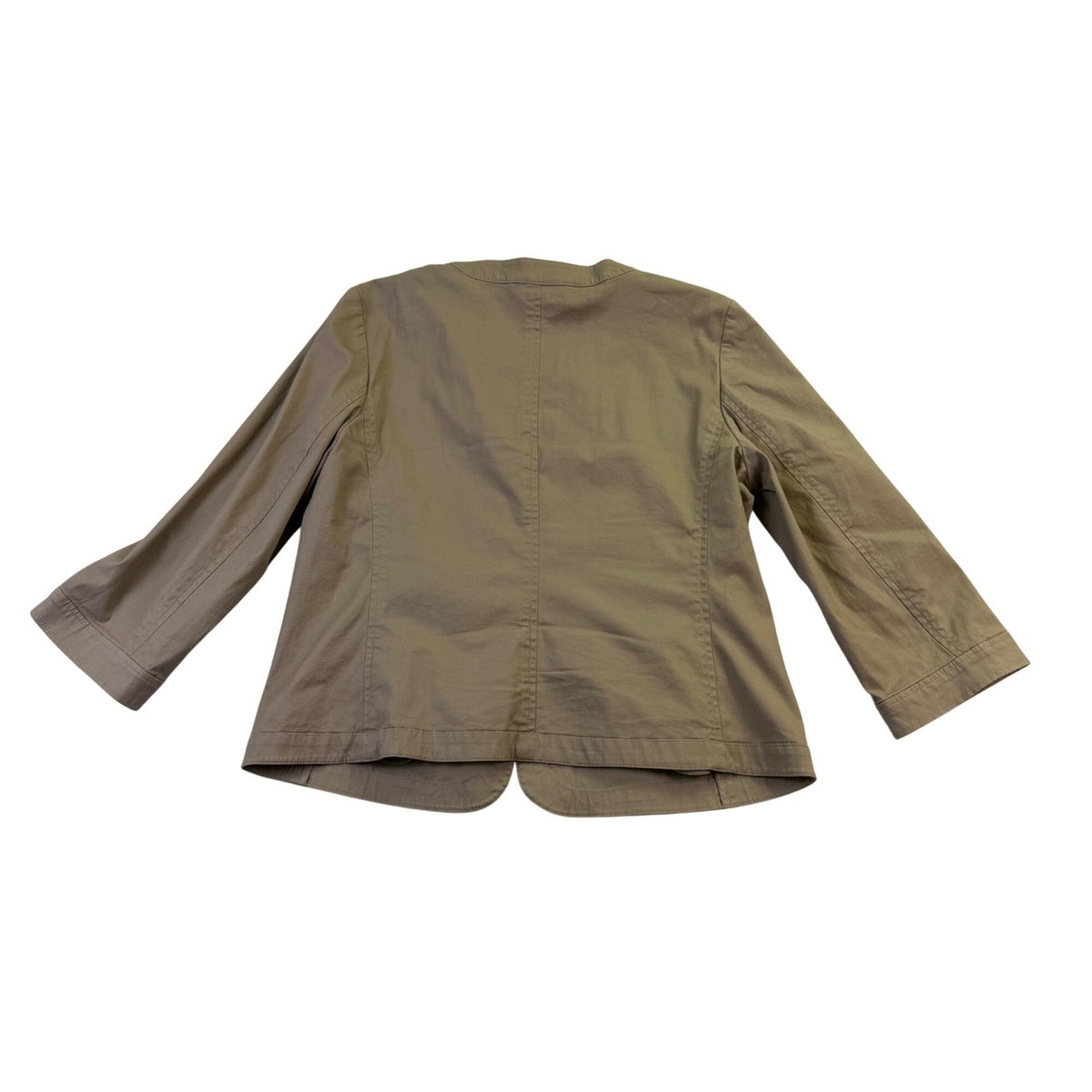 Talbots Womens Tan Cotton Blend Button Front Ruffle Jacket Size 12 