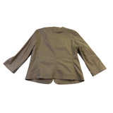 Talbots Womens Tan Cotton Blend Button Front Ruffle Jacket Size 12 