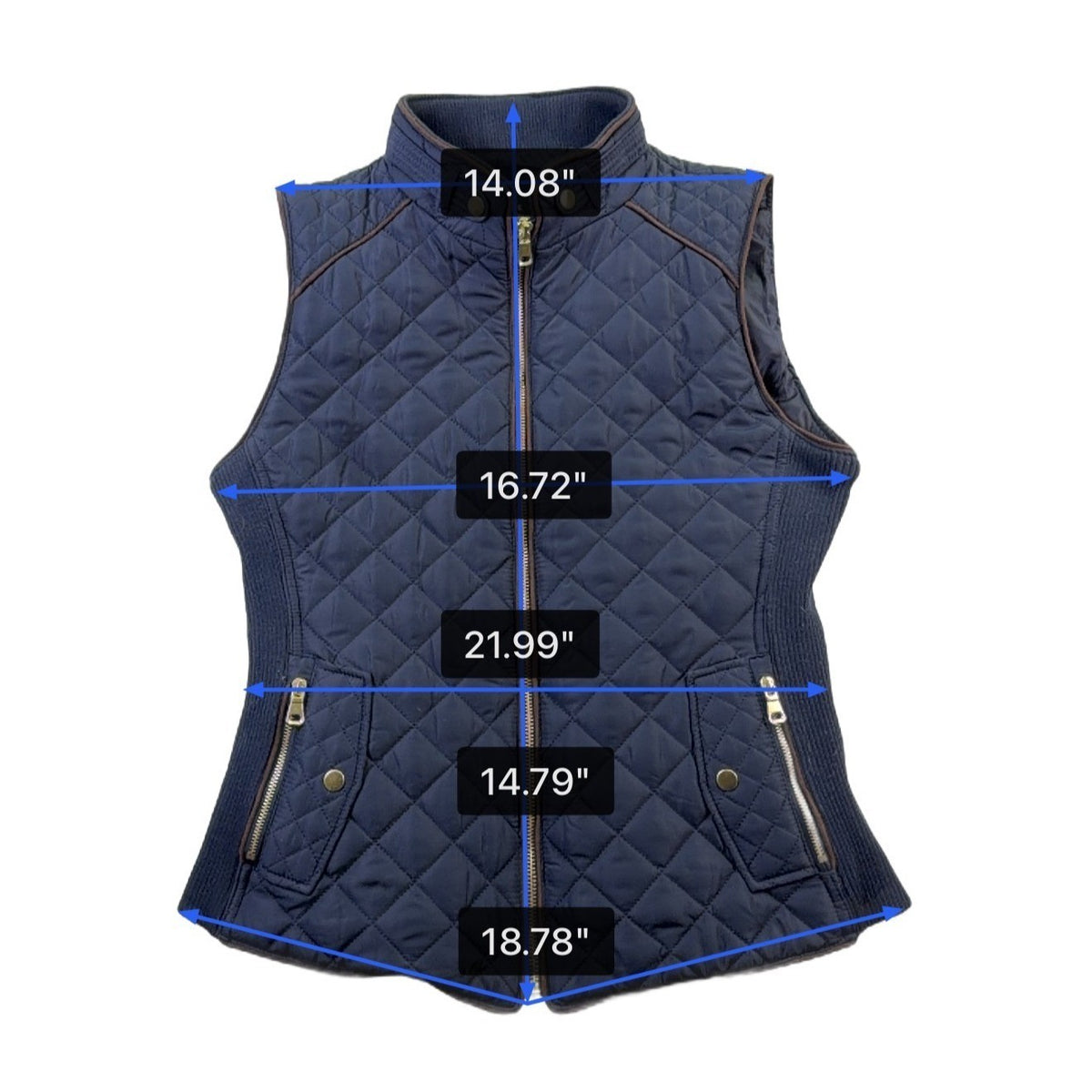 Love Tree Womens Navy Quilted Sleeveless Zip-Up Vest Size S