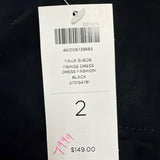 Chicos Womens Black Tassel-Trim Sleeveless Shift Dress Size 2