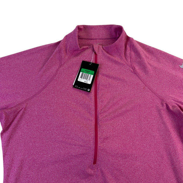 Nike Womens Pink Dri-Fit 3/4 Sleeve Zip Pullover Workout Shirt Sz  XL