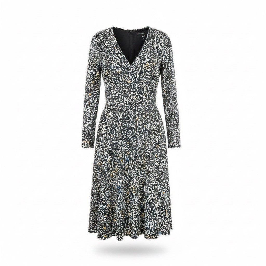 Maggy London Womens Multicolor Long-Sleeve A-Line Midi Dress US Size 6
