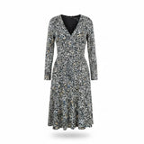 Maggy London Womens Multicolor Long-Sleeve A-Line Midi Dress US Size 6
