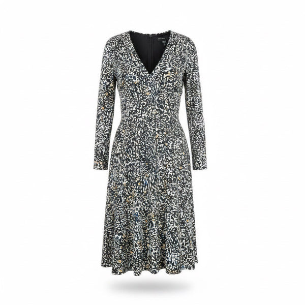 Maggy London Womens Multicolor Long-Sleeve A-Line Midi Dress US Size 6