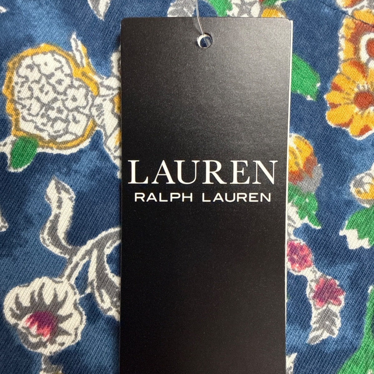 Lauren Ralph Lauren Womens Blue Floral Print Cotton Blend Top Size L