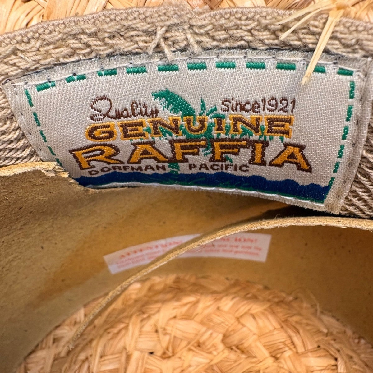 Dorfman Pacific Unisex Natural Straw Hat W/Brown Band Genuine Raffia