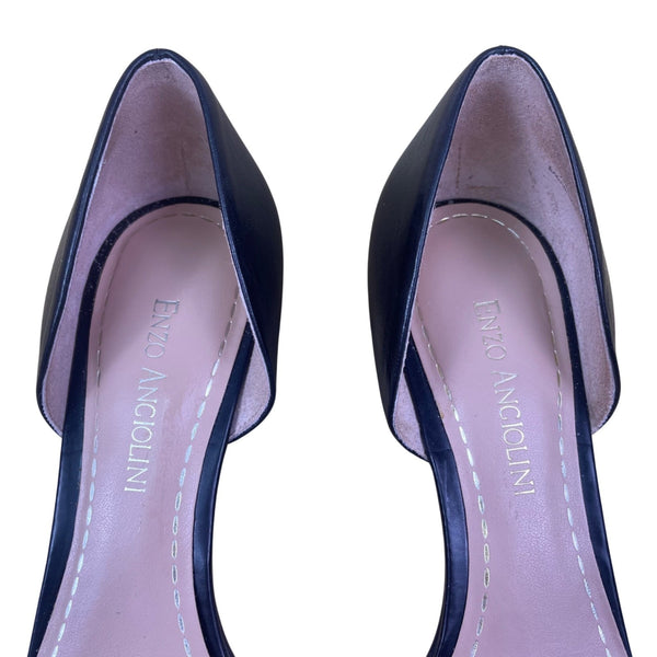 Enzo Angiolini Women’s Gray Black Leather DOrsay Snakeskin Print Pumps Size 7.5M