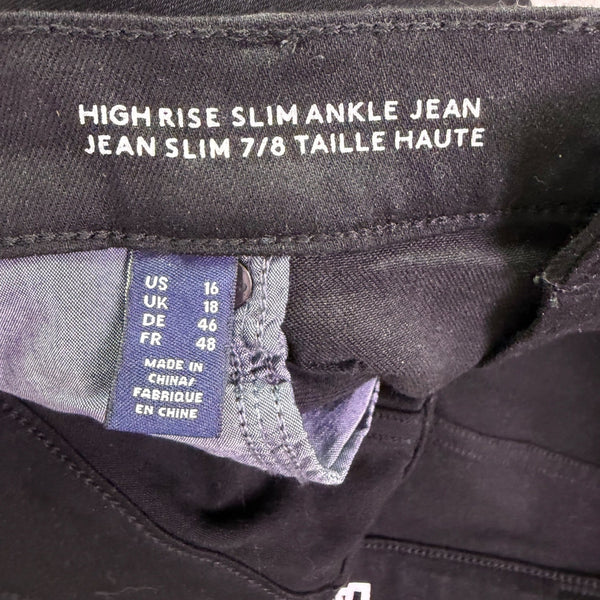 Lands End Womens Black Slim Fit 5-Pocket Stretch Denim Jeans Size 16