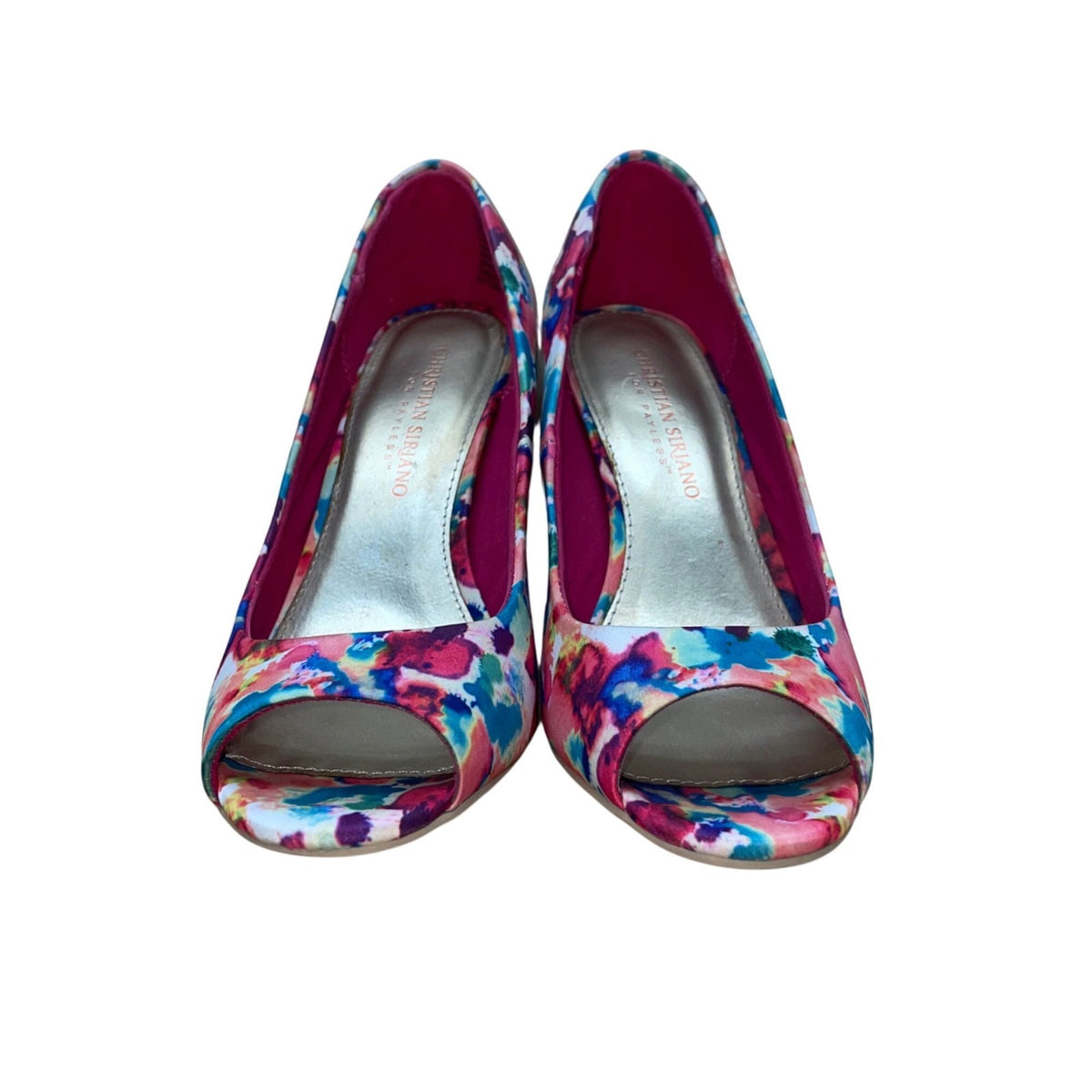 Christian Siriano Women’s Pink Watercolor Ink Blot Heels Sz 6.5