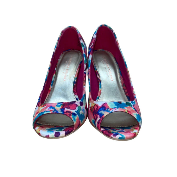 Christian Siriano Women’s Pink Watercolor Ink Blot Heels Sz 6.5