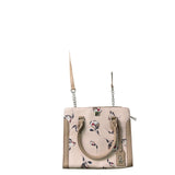 Nine West Women's Beige Faux Leather Floral Print Dual Handles Crossbody Bag