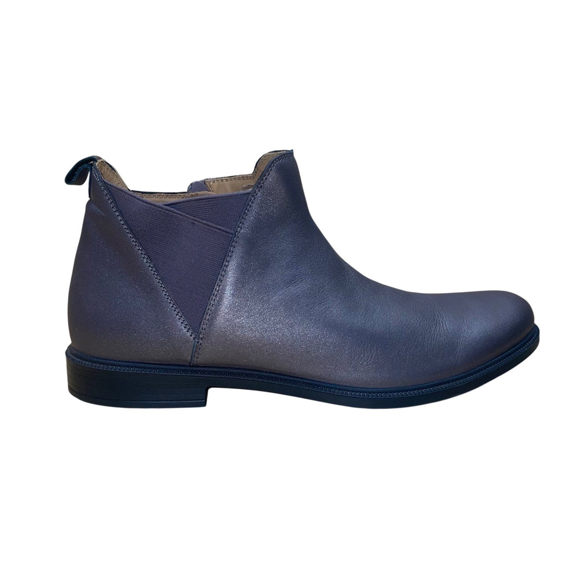 Hotter Women’s Metallic Gray Leather York Ankle Boots Size 8.5