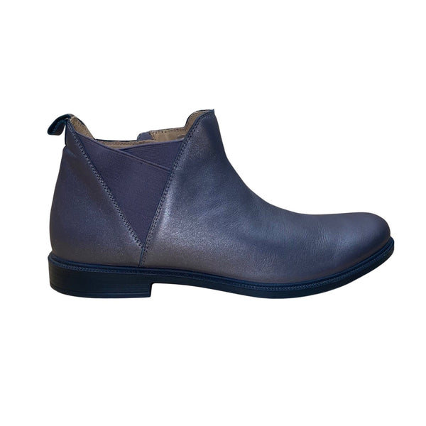 Hotter Women’s Metallic Gray Leather York Ankle Boots Size 8.5