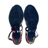 QianYiCowu Women’s Black & Red Floral Satin Peep-Toe Latin Salsa Heels Size 41