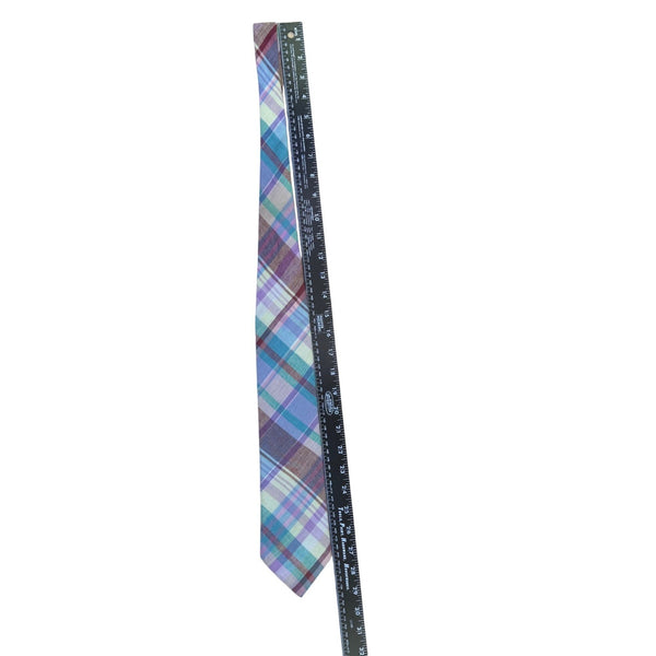 Lands End Mens Multicolor Cotton Plaid Necktie Classic Pattern